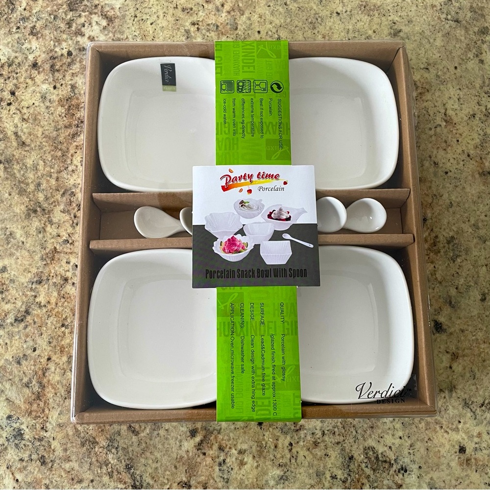 Brand New Porcelain Bowl & Spoon Set